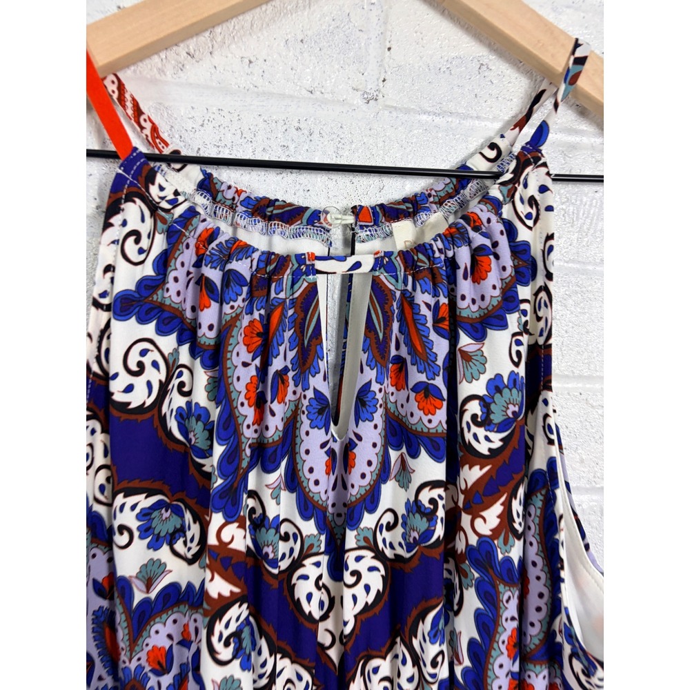 Chicos Halter Maxi Dress Womens XL Blue Orange Paisley Keyhole Boho - Picture 7 of 9